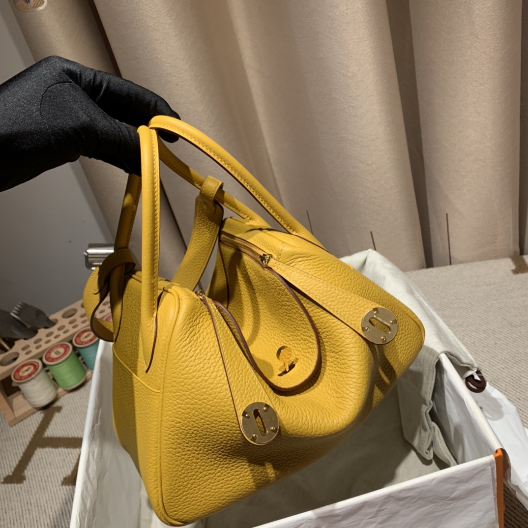 에르메스 린디백26 앰버 옐로우 금장 끌레망스 가죽